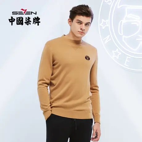 可机洗羊毛衫柒牌特价男士羊毛衫商务青年半高领休闲弹力长袖毛衣商品大图