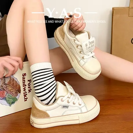 厚底小白鞋女2024新款丑萌大头鞋子原创小众板鞋复古帆布鞋脏脏鞋图片