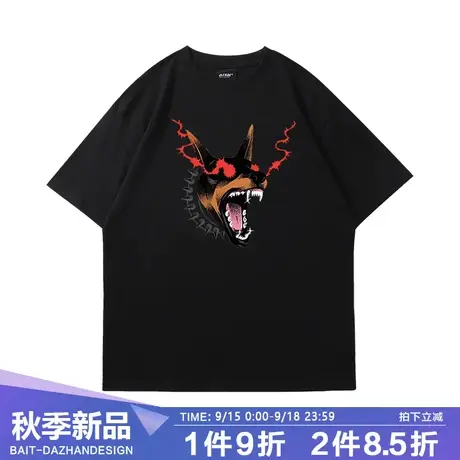 百T大战原创潮牌短袖欧美风高街暗黑系T恤痞帅慵懒风oversize上衣商品大图