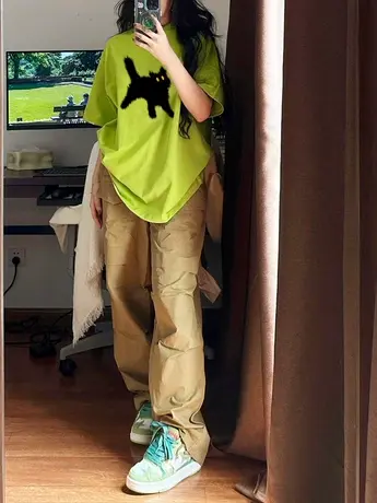 纯棉多巴胺穿搭设计感短袖t恤女夏季新款潮牌小众宽松半袖上衣服图片