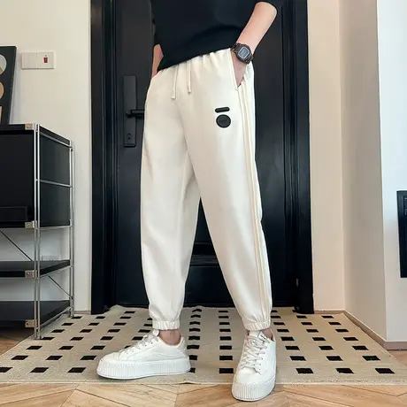 春季男裤宽松百搭运动休闲裤2024新款简约帅气潮牌束脚卫裤哈伦裤图片
