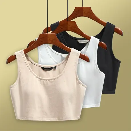 中老年背心式文胸短款妈妈舒适防凸点半截内衣商品大图