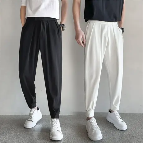 魔术贴束脚裤男秋冬季配马丁靴的裤子潮流休闲西裤痞帅宽松哈伦裤商品大图