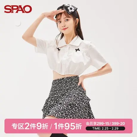SPAO女士雪纺衫夏季新款蝴蝶结短款衬衫上衣SPBBC36S51图片