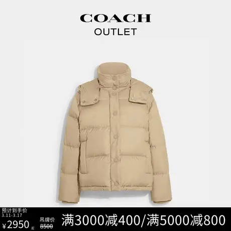 COACH/蔻驰奥莱女士经典标志短款夹克羽绒服冬季加厚宽松外套图片