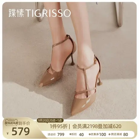 蹀愫气质高跟鞋一字带尖头细高跟凉鞋女TA32141-11图片