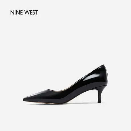 Nine West/玖熙经典高跟鞋女2023年秋季新款漆皮细跟浅口通勤单鞋商品大图