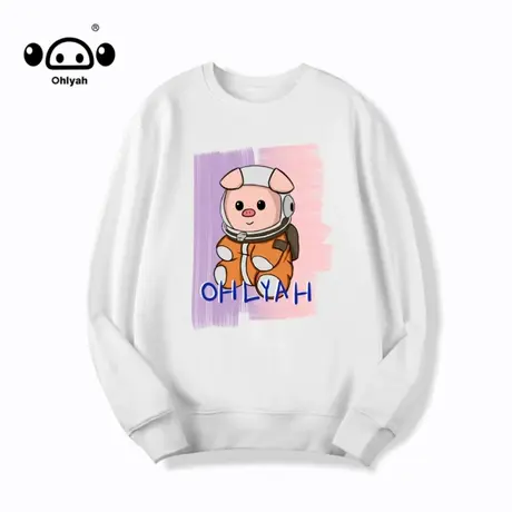 oversize卫衣女春秋基础款国潮流涂鸦宽松大码纯棉上衣圆领外套商品大图