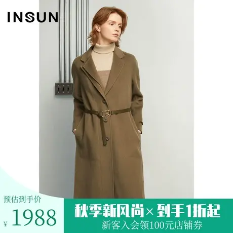 恩裳商场同款冬季垂感中长款大衣时尚潮流毛呢外套图片