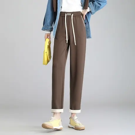 九分哈伦裤女秋季2023新款松紧腰韩版卷边休闲裤显瘦直筒萝卜裤潮图片