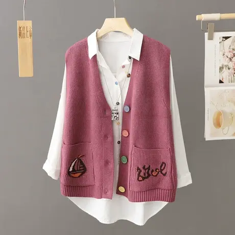 秋冬女士针织马甲女背心新款2023春秋爆款毛衣开衫马夹女外搭上衣商品大图