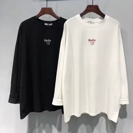 洋气减龄纯棉长袖T恤女春秋季宽松显瘦内搭外穿打底衫上衣ins潮商品大图