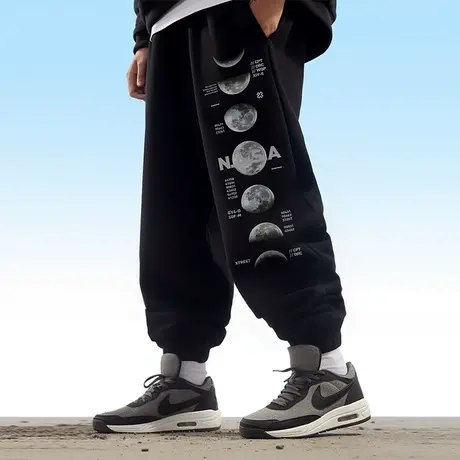 2023春秋季休闲胖子运动束脚男裤子潮流宽松百搭工装加绒大码卫裤商品大图