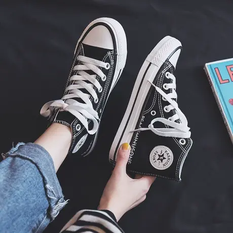 女鞋2020新款春季权志龙同款小雏菊鞋子女学生百搭ulzzang帆布鞋商品大图