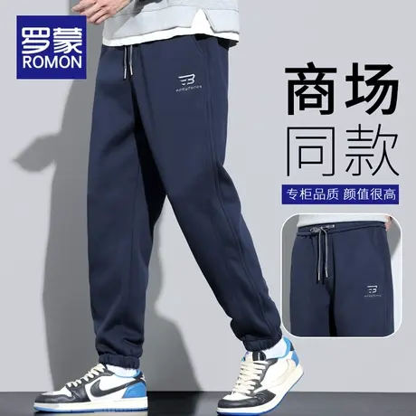罗蒙卫裤男春秋款潮牌宽松束脚针织裤子男抽绳重磅休闲运动长裤子商品大图