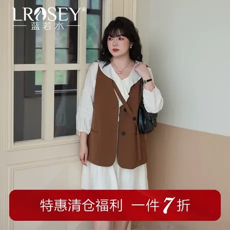 蓝若水大码女装休闲叠穿马夹外套胖MM秋季新款炸街宽松马甲商品大图