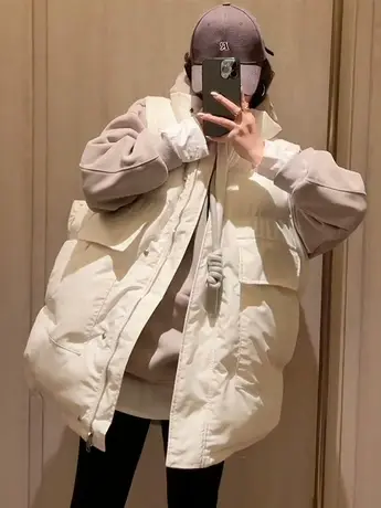 2023新款秋冬季羽绒棉马甲女中长款坎肩韩版大码宽松外穿马夹外套商品大图