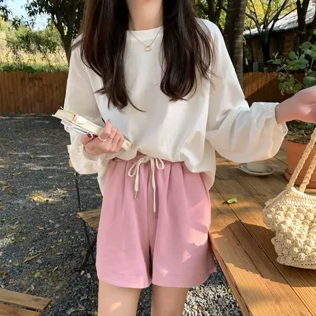 白色长袖t恤女秋装2023年新款宽松打底衫女春秋款法式泡泡袖上衣商品大图