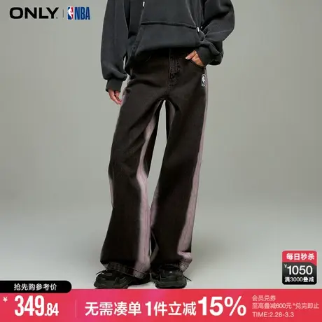 ONLY冬季NBA联名款撞色高腰直筒裤牛仔裤女|123432089商品大图