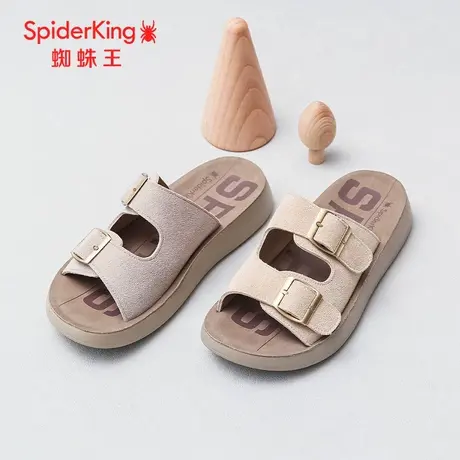 SPIDER KING/蜘蛛王女拖鞋真皮2025夏商场新款勃肯鞋一字拖厚底潮图片