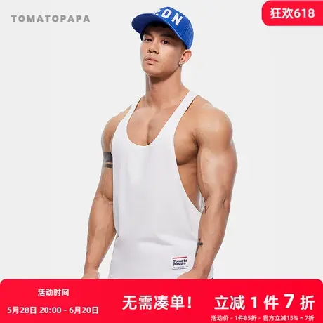 TOMATOPAPA美式原创背心男工字吊带无袖训练衣服运动健身吸汗马甲图片