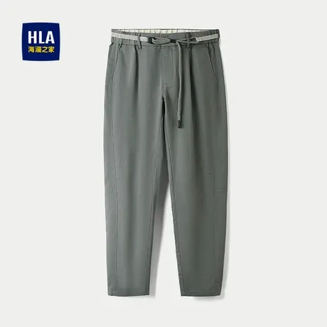 HLA/海澜之家休闲九分裤2025春夏新款微弹腰带点缀中腰时尚裤子男商品大图