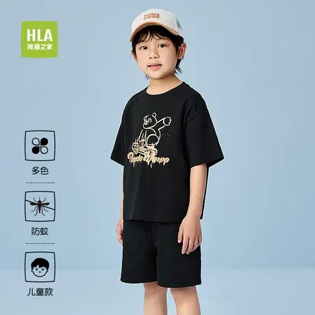 HLA/海澜之家panda wowo熊猫短袖T恤25夏季新款圆领透气短t男女童商品大图