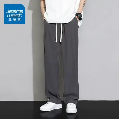KZ真维斯松紧腰抽绳休闲长裤男士直筒运动卫裤子2025年新款春秋季商品大图