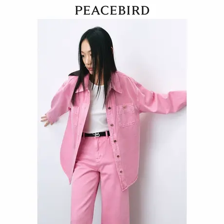 【商场同款】太平鸟粉色牛仔外套新款女春装衬衫式A3BBE1262图片