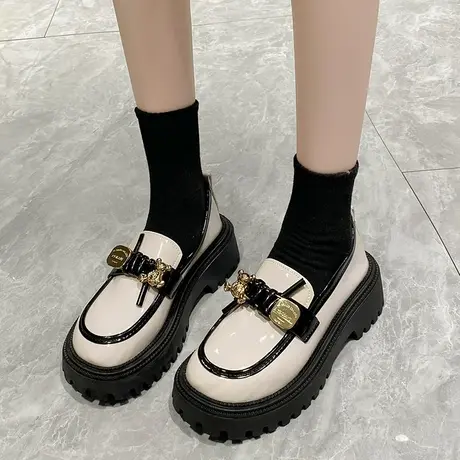 2023小皮鞋女夏季配裙子春秋新款漆皮黑色英伦风工作通勤乐福鞋商品大图