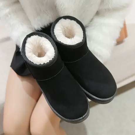 东北雪地靴女2023年新款冬加绒加厚保暖棉鞋短筒一脚蹬厚底面包鞋图片