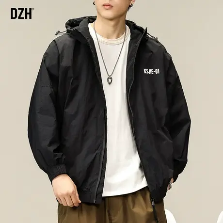 男士连帽户外冲锋衣外套男春秋款潮牌宽松男装2023新款夹克登山服商品大图