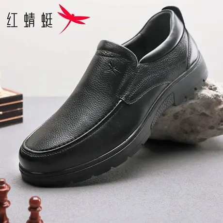 红蜻蜓男鞋2025秋季新款套脚真皮皮鞋男爸爸鞋商务休闲鞋男乐福鞋商品大图