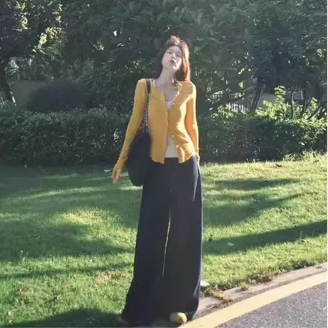 毛衣针织开衫女2025新款早秋季穿搭韩系修身显瘦长袖上衣短款外套商品大图