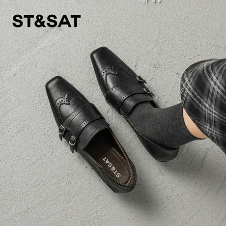 星期六复古勃肯玛丽珍鞋2026年春季新款英伦风单鞋粗跟方头小皮鞋商品大图