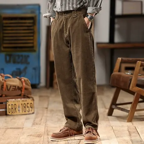 时尚潮流舒适休闲裤面料8坑直条灯芯绒潮流舒适百搭宽松工装裤商品大图