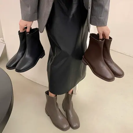 马丁靴女复古2023年新款秋冬新款显瘦小短靴配裙子爆款洋气女靴子图片