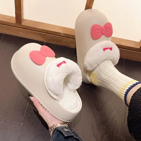 奶呼呼可拆卸棉拖鞋女士冬季2023新款居家室内可爱保暖防水棉拖女商品大图