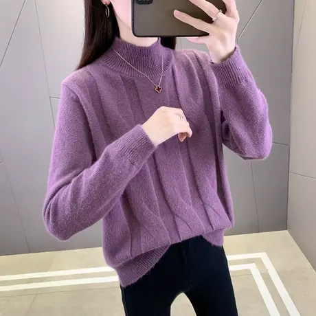 浣熊毛衣女秋冬2023新款女装爆款上衣外穿加厚内搭半高领针织衫女商品大图