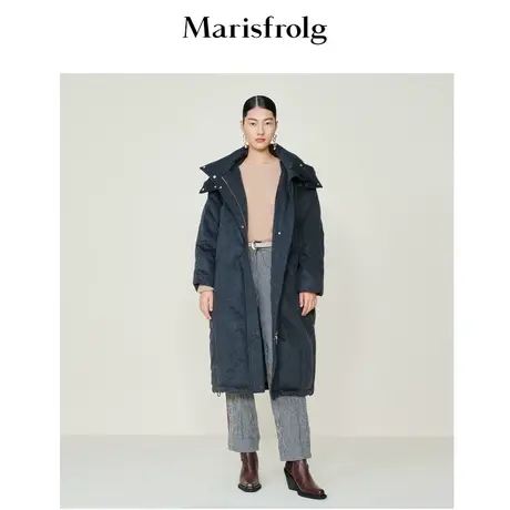 【商场同款】玛丝菲尔冬新款白鹅绒黑色羽绒服长款宽松时尚商品大图