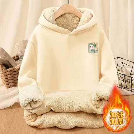 加绒加厚羊羔绒连帽卫衣女秋冬2023年新款爆款女士慵懒风冬季外套图片