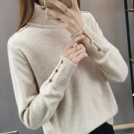 半高领宽松毛衣女士2025年新款韩版内搭宽松套头洋气针织打底衫商品大图