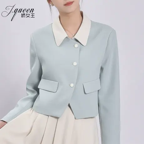 小香风外套女2023秋季新款气质通勤精致百搭撞色翻领小个子短上衣商品大图