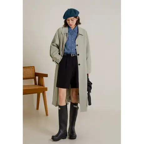 弥古复古卡其色长款翻领风衣外套女春秋气质高级感宽松美拉德大衣商品大图