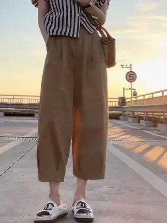 2023夏季工装裤女网红爆款高腰香蕉裤时尚休闲小脚萝卜九分裤子薄商品大图