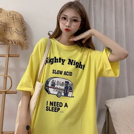 网红ins超火短袖t恤女夏装宽松韩版原宿bf风百搭港味chic上衣服潮图片