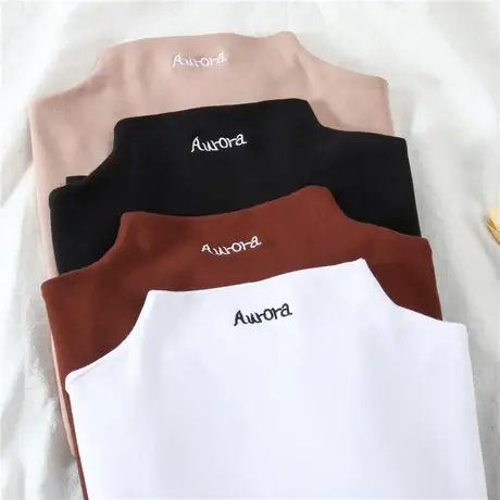 半高领修身打底衫长袖t恤女秋冬百搭2023新款内搭黑色薄款上衣女商品大图