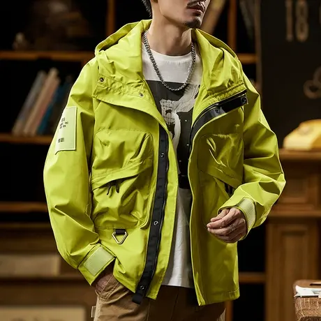 时尚百搭工装外套复古潮流连帽外套男宽松休闲男秋冬款外套防风图片