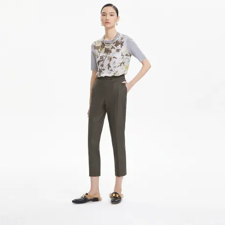 LANCY/朗姿秋季新款条纹西装裤女通勤高腰高级女士裤子奥莱商品大图