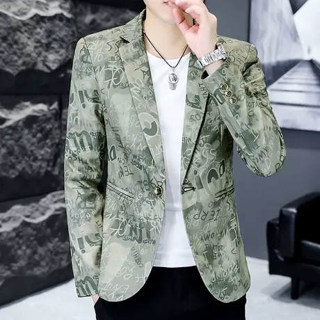 潮流帅气个性西装男士ins韩版潮牌发型师网红小西服休闲单西外套图片